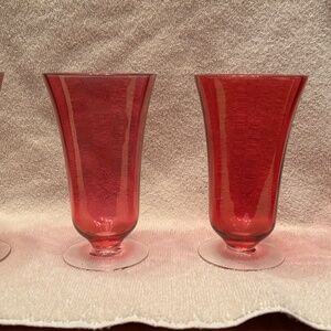 Vintage Cranberry Tulip Water Glasses